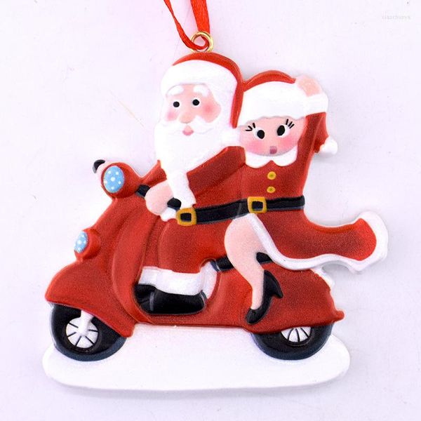 Decorazioni natalizie Babbo Natale Motocicletta Ciondolo in resina in rilievo Decorazione per albero Ornamenti a goccia Regalo per decorazioni per la casa