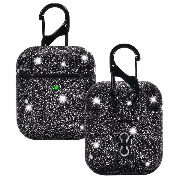 Accessori per auricolari Bluetooth wireless per AIRPODS 1/2 - Custodia protettiva per auricolari in plastica rigida serie Glitter Sparkly