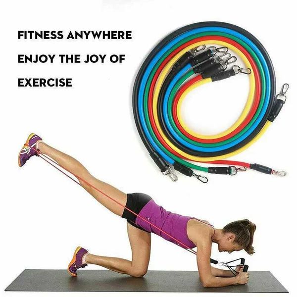 11 pçs/set tubos de látex faixas de resistência 150/100 lbs casa ginásio treinamento força puxar corda yoga tensão banda equipamentos fitness 2023
