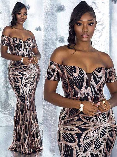 Abiti casual Dashiki Robes Evening African Sequin Long 2022 Summer Ladies Clothes Off Shoulder Africa Bazin Gown Femme