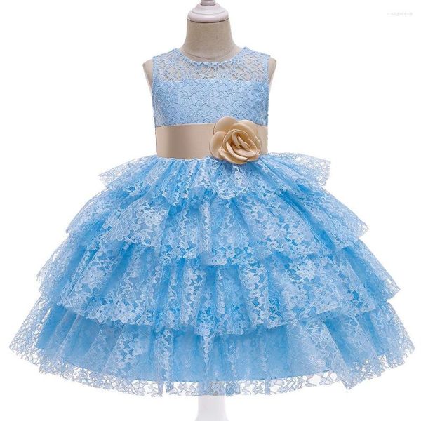 Vestidos de menina 4-10 anos crianças crianças tutu vestido de vestido de banheiro partido princesa dama de flores roupas de flores com faixa de cetim