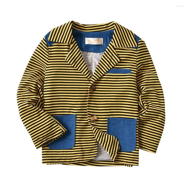 Jackets Spring Boys Coat Baby Stripes colored Suits Roupas infantis 4-8 anos