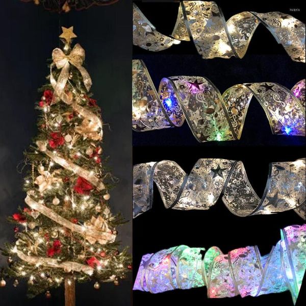 Weihnachtsdekorationen, 1 m, 2 m, wasserdicht, 40 LEDs, Kupferdraht, Bandbögen, für Party, Hochzeiten, Feiertagsbaum