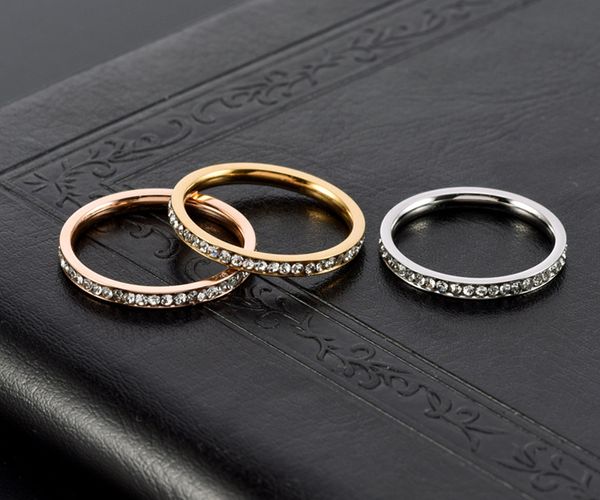 2 мм женские титановые стальные кольца юбилейное обручальное кольцо с кубическим цирконием половина вечности штабелируемое обручальное кольцо Размер 4-10