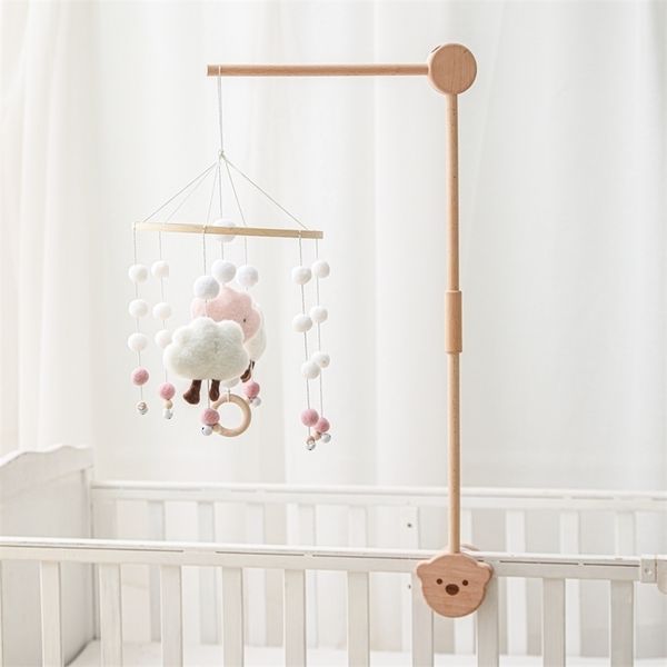 Sonagli Cellulari Lettino in legno per bambino Campana Staffa Orso cartone animato Presepe Supporto mobile per appendere giocattoli Supporto per braccio Decorazione 221007