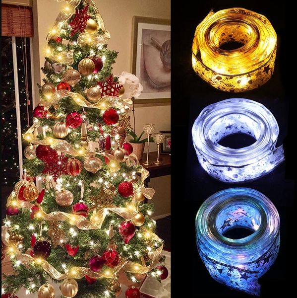 Natale LED luci a nastro decorazione ornamenti per l'albero di Natale per la casa Natale regalo di Babbo Natale Navidad 2023 Capodanno