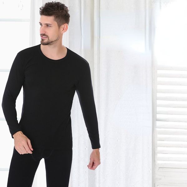 Männer Thermo-Unterwäsche Plus Größe Sets Männer Schwarz Grau Warme Casual Lange Unterhosen Anzug Alte Herren Nahtlose Pyjamas 3XL dessous 221007