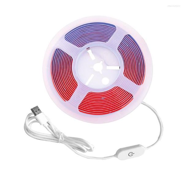 Streifen Dimmbarer COB-LED-Streifen, DC 5 V, USB-betriebenes Lichtband, 320 LEDs/m, sanfte Beleuchtung, warmes Weiß, Blau, Rot, Grün, Touch-Dimmer