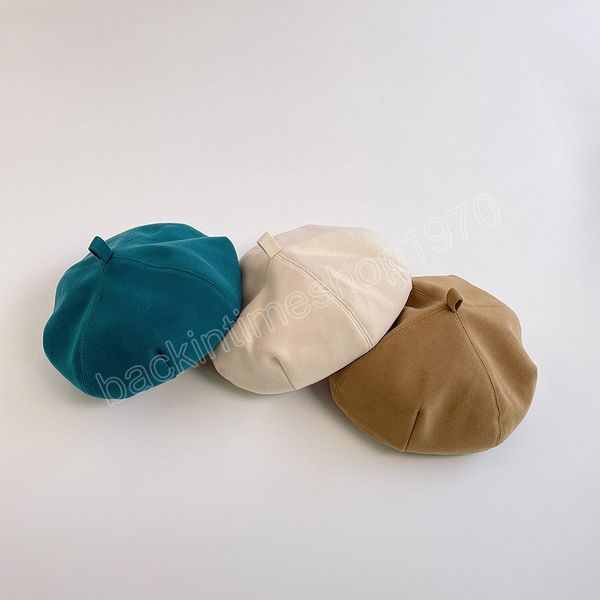 Cappello da bambino in pelle Autunno inverno Bambini Berretti Berretti Ragazze Ragazzi Accessori Moda regolabile Cappelli per bambini 2-6 anni