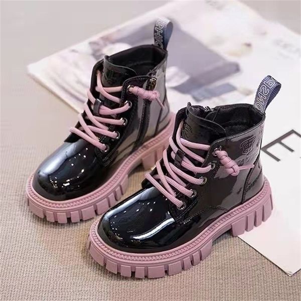 Boots Fashion Kids for Girls British Style Child Toddler Girl Combat теплые водонепроницаемые мальчики высокий 1-15 лет 221007