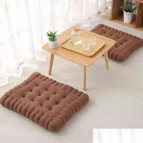 cuscino/cuscino decorativo cuscini peluche creativo grigio forma di biscotto cuscino biscotto tatami divano sedia da ufficio cotone spesso cuscino decorativo Dh1Wd