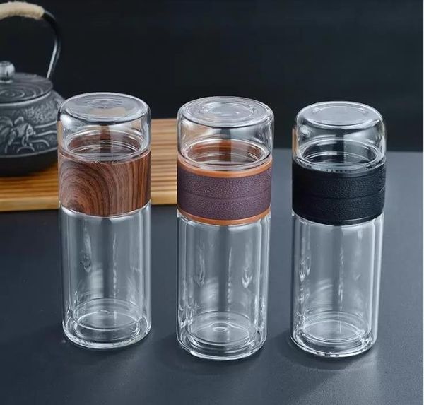 300 ml 10oz Glas-Teewasserflaschen-Becher, hitzebeständiger, doppelwandiger Glas-Teewasserbecher mit Tee-Ei und Sieb von Sea RRB16093