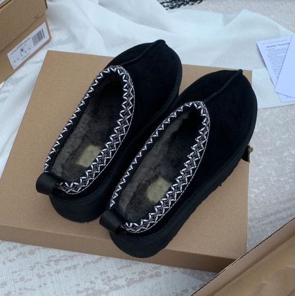 Sıcak satmak ausg platform kadın kış bot tasarımcısı ayak bileği botları tazz ayakkabı kestane siyah sıcak kürk terlikleri kapalı patik 065