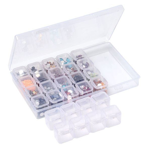 Aufbewahrungsboxen, Behälter, 28 Gitter, Diamant-Malerei-Sets, Kunststoff, Nagelkunst-Werkzeuge, Perlen-Etui, Organizer, Halter-Set GYH 221008