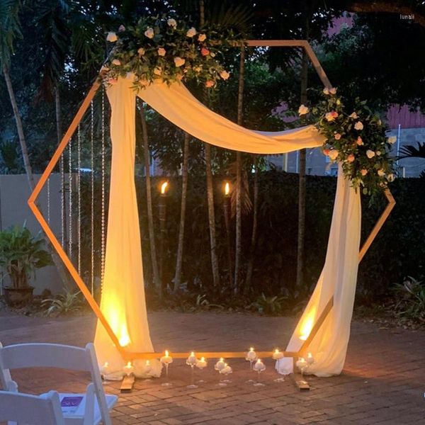 Decorazione per feste Hexagon Wedding Arch Stand Sfondo Fiore Sfondo esagonale Matrimoni floreali artificiali