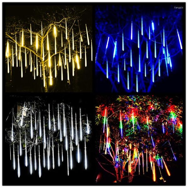 Strings 3 Set Meteor Shower String Lights Ghirlanda di strada per albero di Natale all'aperto Decorazioni per l'atmosfera delle vacanze Giardino delle fate di nozze