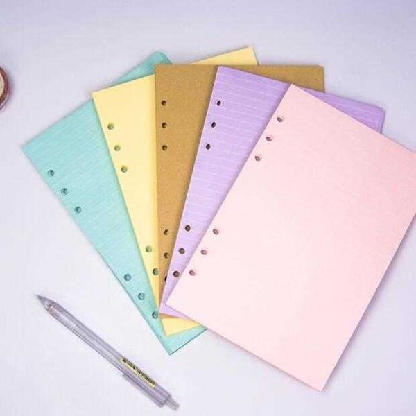 40 folhas 5 cores A6 Produto solto de folhas Solid Color Notebook Refil Binder Spiral Inside Papage Planner Planner Integrht Paper School Office Supplies