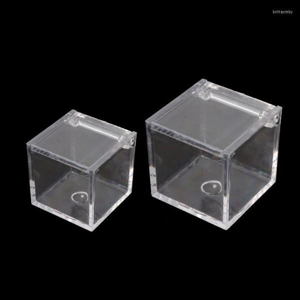 Bolsas de jóias 12pc transparente acrílico de 5 lados caixa de armazenamento caixa de armazenamento cubo quadrado adereços