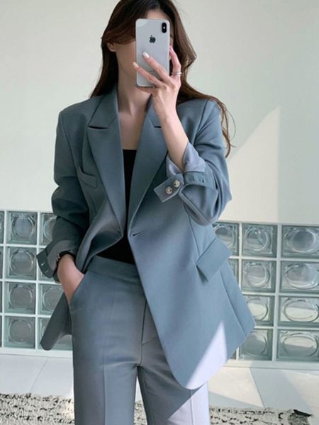 Kadınlar Suits Blazers İlkbahar Yaz Seti Kadın 2 Parça Blazer Pantsuit Ceket Kadın İnce Moda İş İşi Elbiseleri 221008