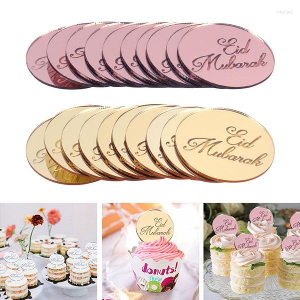 Forniture festive 5 pezzi Eid Mubarak Cupcake Topper Oro Argento per decorazioni per torte Ramadan musulmano islamico Baby Shower