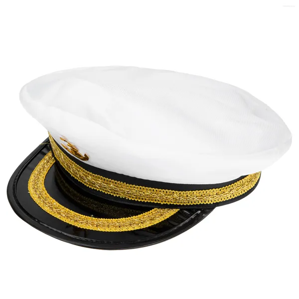 Beretti Cappello Captain Cappello Sailor Cappello della barca per feste Capitani uomini Cowboy Costumeyacht Navy Adult Boatingcosplay White Sailors Ship Nautical Sea