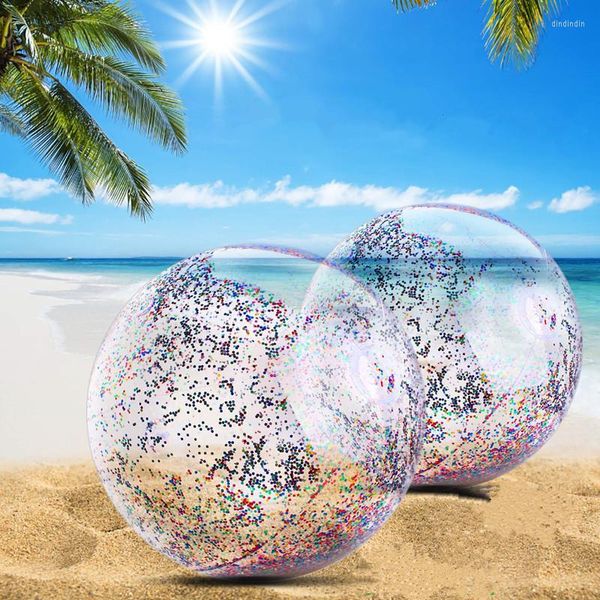 La decorazione del partito dà LnflatorPVC super trasparente Gonfiabile con paillettes Pallone da spiaggia Giocattolo per acqua Po Prop Swimming Pool Party180