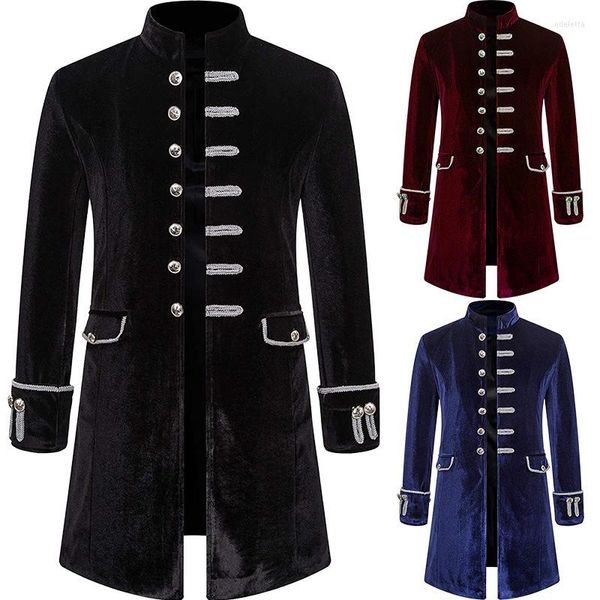Jackets masculinos Mens Velvet gótico steampunk vitoriano casaco de vestido medieval jaqueta pirata