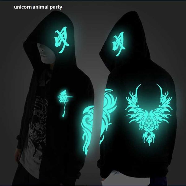 Männer Hoodies Sweatshirts Noctilucent Langarm Jacke Kleidung Lose Mantel Und Dellen Mode Kleidung Dance Night Shining Ghost G221008