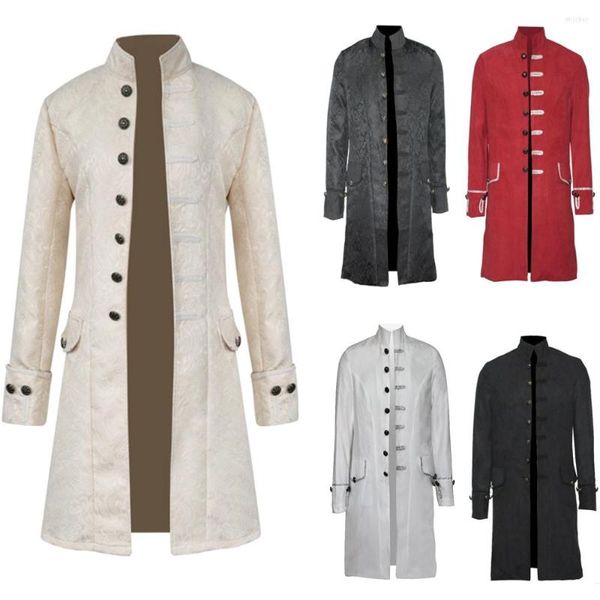 Trench de trincheira masculino homem retro gótico steampunk jaqueta masculina vitoriana matinal de vestido de casaco de casaco