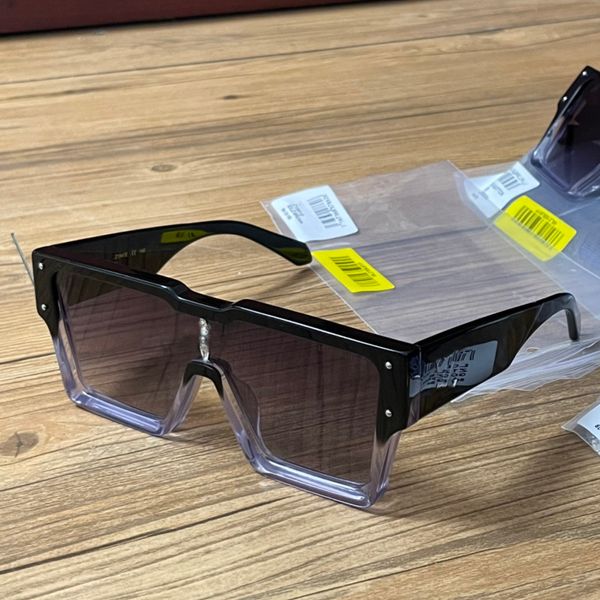Kristallzyklon -Maske Sonnenbrille für Männer schwarz bis transparent Rechteck Design Sonne Schatten Sonnenbrille UV400 Populärer Brillen mit Box