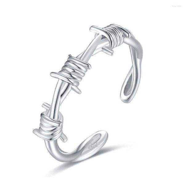 Anelli a grappolo 925-Sterling-Silver Aperto Regolabile Spinato Corona Di Torsione Spine Anello Filo Per Donna Uomo Ramo Di Albero Spina Gioielli Ragazza Adolescente