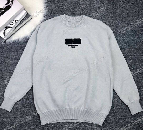 xinxinbuy Männer Designer Hoodie Pullover Doppelter Buchstabe Ährenweizenstickerei Paris Rundhalsausschnitt Frauen Schwarz Lila Grau S-2XL