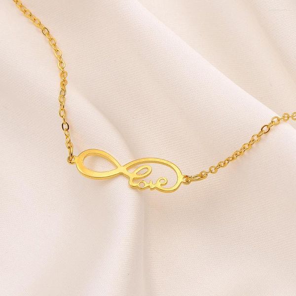 Colares pendentes Infinito símbolo amor 8 18k Gold Antique Amarelo GF Mulheres Meninas Meninas Charms Caixa de presente Mom