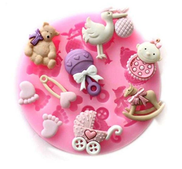 Moldes de cozimento 3d cavalo bebê urso bolo de silicone molde virar açúcar cupcake gelatina doce decoração de chocolate