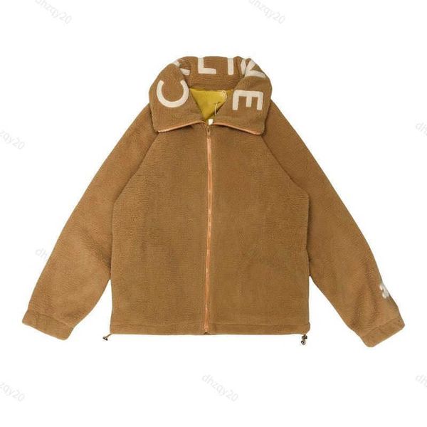 Ce-Jacke, Herbst-Winter, neuer Ausschnitt, Briefdruck, britische Handtuch-Stickerei, kleines Abzeichen, Flanellhemden, Damen-Lammwollmantel, warmes Sweatshirt mit Reißverschluss