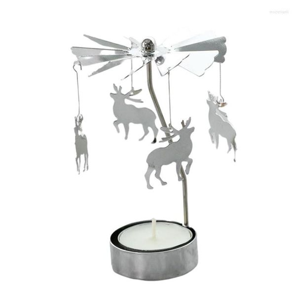 Portacandele rotanti in ferro battuto Ornamenti per candelieri Trasbordo familiare Mulino a vento Supporto creativo in metallo