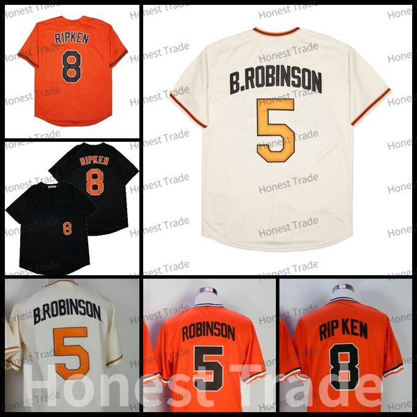 Maglia da baseball retrò 8 Orange Cream Black Throwback Robinson Maglie da uomo 1983 1970 Pullover