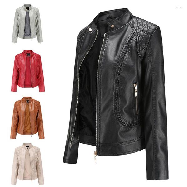 Couro feminino Jaket Mulheres Spring Autumn Jackets Faux Jackets