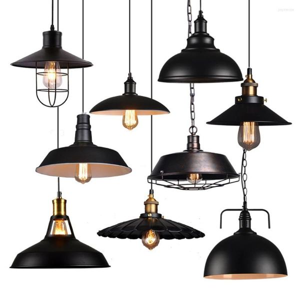 Lâmpadas pendentes Retro Industrial Suspenso Luzes de teto Luminárias de metal Lampshades de luminárias vintage para cozinha barra de loft de restaurante de cozinha loft