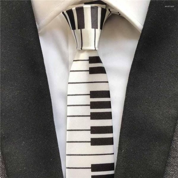 Papillon 5cm Cravatte musicali classiche da uomo Collo stampato con tastiera di pianoforte stretta classica per uomo Spettacolo di concerti per bambini