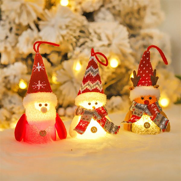 Weihnachtsleuchtende Puppen, Weihnachtsmann, Schneemann, Elch, Weihnachtsbaum-Hängeornament, handgefertigte Anhänger für Zuhause, Geschäft, Büro, Dekoration