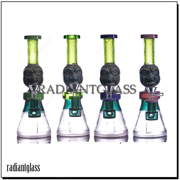 9,3 Zoll Wasserpfeifen Neue dicke Glasbecher-Bong mit geschnitztem Steinkopf und Duschkopf Perc Rauchende Wasserpfeife Shisha Dab Rig Neuheitsbongs