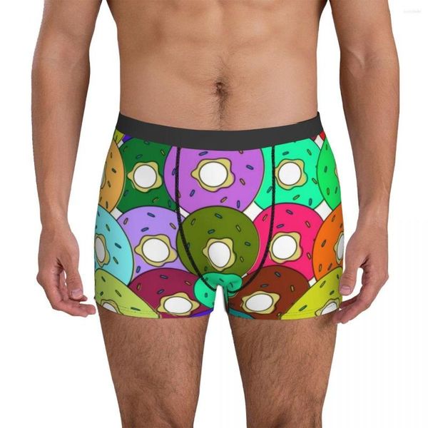 Mutande Intimo colorato a forma di ciambella Custodia per alimenti simpatico cartone animato Boxer trendy Slip stampati Stretch Uomo Taglie forti 2XL