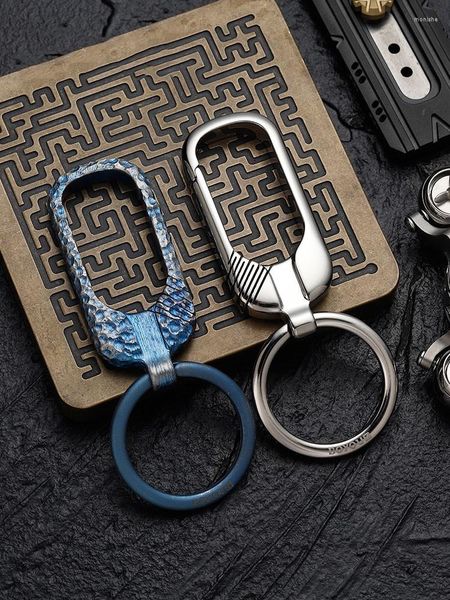 Anahtar zincirler yüksek dereceli yanmış mavi krater el yapımı titanyum alaşım anahtarlık erkek ve kadınlar basit lüks araba anahtar zinciri güçlü dayanıklı