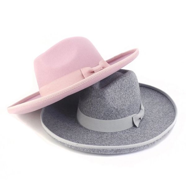 Fedora Hat for Women Fascinators Pink Wedding Decoration Chat Chats Winter Wool Panamá Jazz Cap