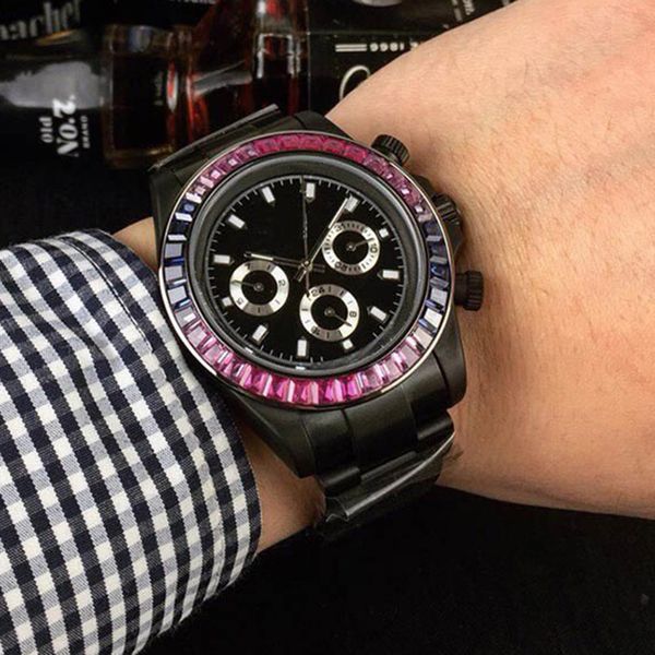 Мужские часы автоматические механические часы с бриллиантными бизнес -часами Водонепроницаемые сапфир 43 -мм нержавеющая сталь.