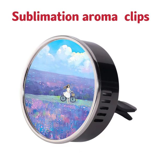 Sublimazione Auto Airshener Vent Clip Sublimazione Auto Scarico Aroma Carte Trasferimento di Calore Bianco Bianco Auto Aromaterapia Clip01