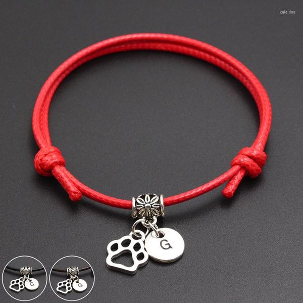 Очарование браслетов A-Z Английская алфавитная собака Принт красная нить браслет ручной работы