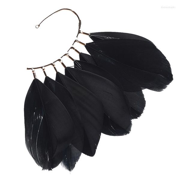 Brincos de backs Moda Feather Ear Hook Pequeno punho fresco jóias pretas brancas Bohemian Mulheres adoráveis ​​Brincho sem piercing