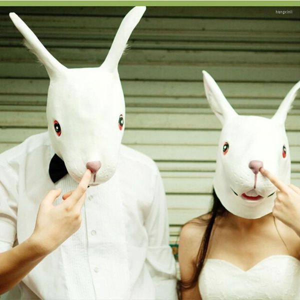 Maschere per feste Halloween Cosplay Maschera per animali Travestimenti in lattice di testa di coniglio